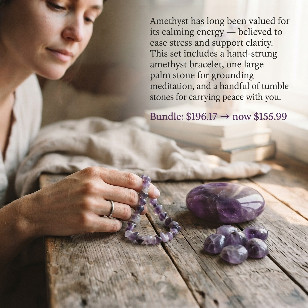 Amethyst Crystal Set (3 Pieces) — The Clarity & Calm Set
