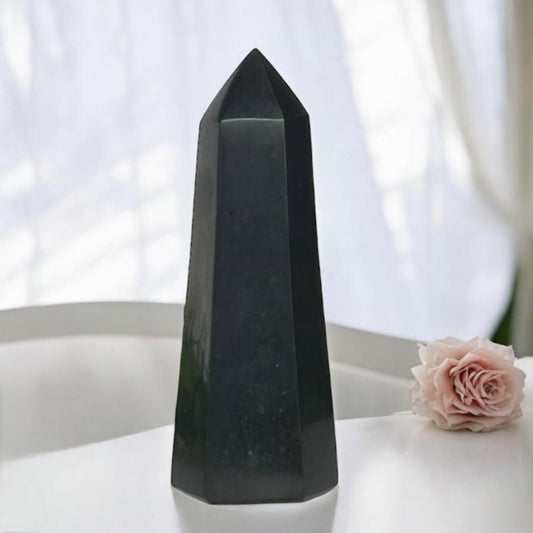 Black tourmaline Polished tower