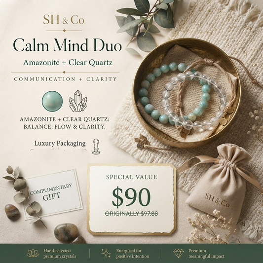 SH & Co. Calm Mind Duo — Amazonite + Clear Quartz