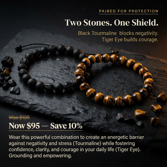 Black Tourmaline + Tiger Eye — Two Stones One Shield